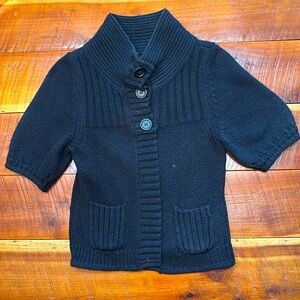 Express partial-button-up short-sleeved sweater, black size XS.